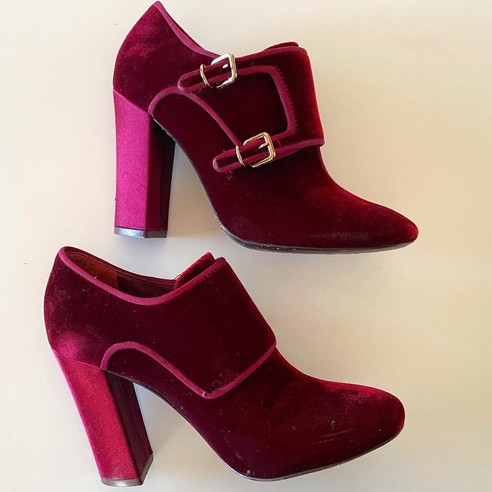 Tory Burch Velvet Burgundy Boots